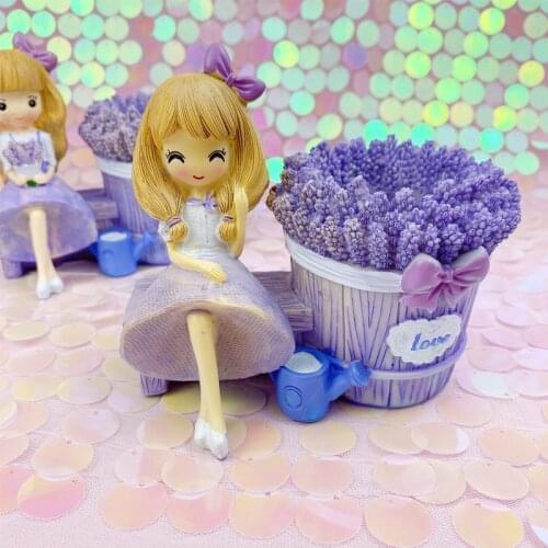 Purple Lavender Girl Pen Barrel Pendulum Decoration Creative Student Desktop Resin Decorative Pen Barrel Pendant Nice On Table