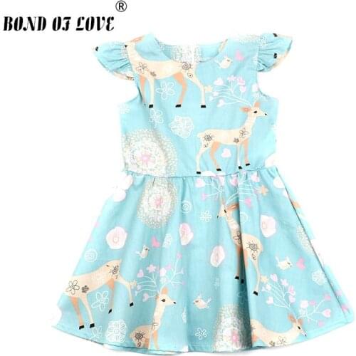 Kid Lace Girl Dress For Wedding Evening Party Girl Costume Princess Dress Girl Summer Clothes Deer Floral Print Sleeveless Dress