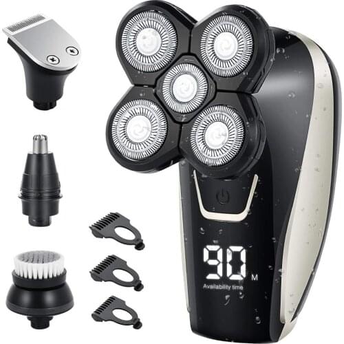 Electric Shavers Razor for Men Head Shavers for Bald Men with LED Display Faster-Charging 5D Floating Waterproof Electric Razors