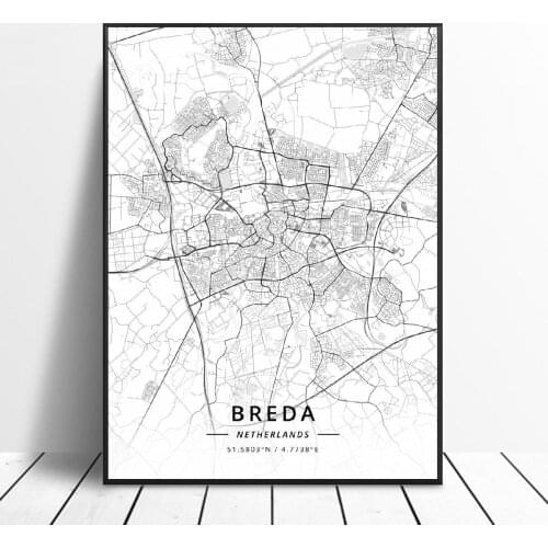 Hilversum Fijnaart Breda Eindhoven Rotterdam Delft Apeldoorn Netherlands Map Poster