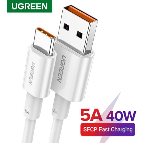 UGREEN 5A USB Type C Cable Fast Quick Charge 3.0 USB C Charging Data Cable Supercharge Type-C Cable for Huawei P30 P20 Mate 30