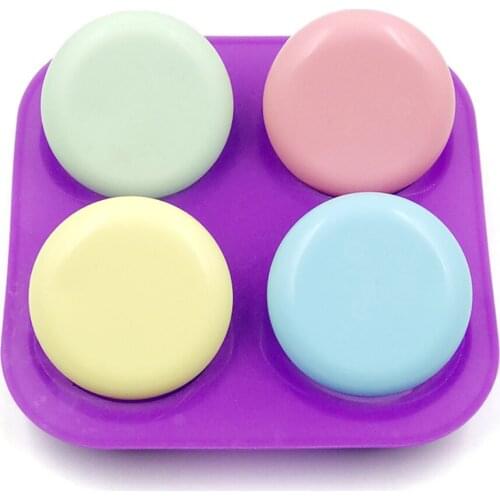 4 Hole Round Soap Mold Arts and Crafts Chocolate Cake Molding Hand Making Tools Purple Rectangle Silicone Mold Tree Shaped