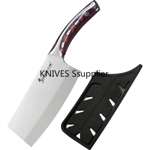 Kitchen Chopping Knife - 7 Inch 4CR14 Stainless Steel High Carbon Blade Utility Chef Cleaver Knives Resin Fibre Handle w/ Sheath
