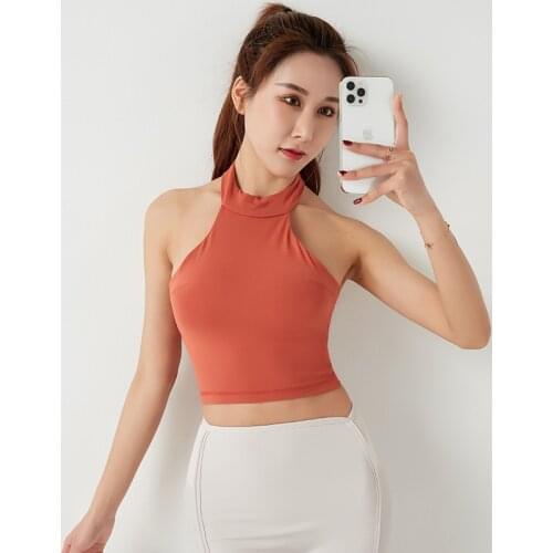 Sexy Halter Neck Yoga Tank Tops Backless Hollow Out Gym Vest Women Running Sleeveless Fitness Crop Top Sports Workout Bra