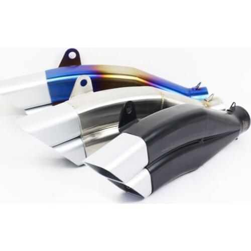 Motorcycle Muffler Double holes Exhaust Escape Moto Dirt Bike Modified Scooter Blue Titanium Black Color Muffler gsr 600 cb500x