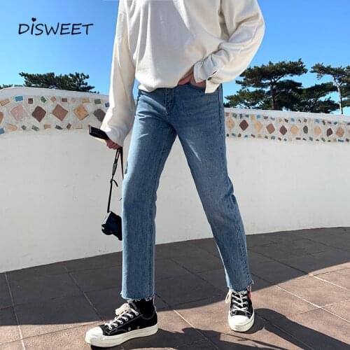 MenS Straight Casual Jeans Korean All-Match MenS Spring Jeans Loose Nine Points Slim Men Pants 2021