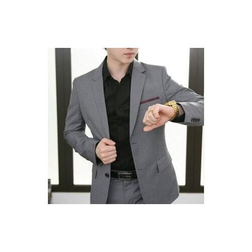 Male suit slim suits fashion business casual grey buckle