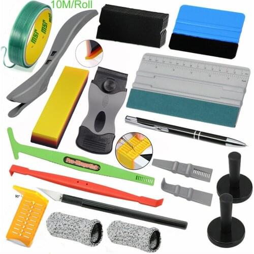 FOSHIO Car Stickers Accessories Kit Window Tint Carbon Fiber Vinyl Wrapping Styling Scraper Squeegee Knifeless Tape Wrap Tool