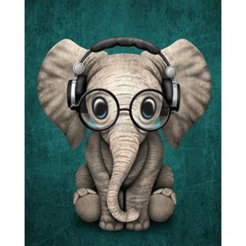 DIY Digital Painting By Numbers elephant oil painting mural Kits Coloring Wall Art Picture Gift frameless