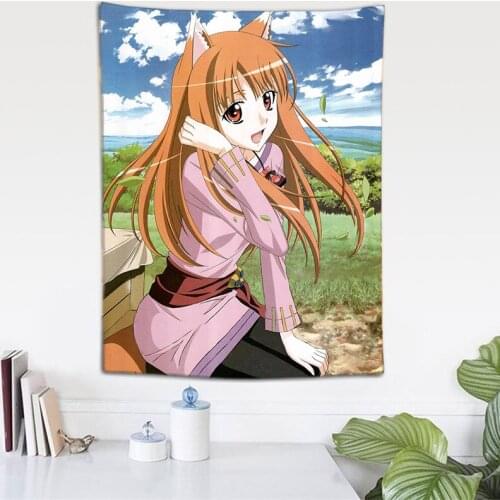 Japan Anime Spice And Wolf Tapestry Wall Hanging Cloth Customized Ghost Background Room Decoration Art Painting