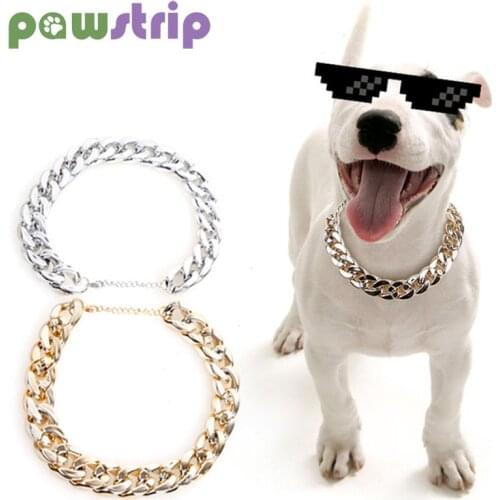 Pet Collar Fashion Chain Collar For Dogs Cats Adjustable Plastic Chain Gold Silver Plated Puppy Bulldogs Bully Necklace Jewelry