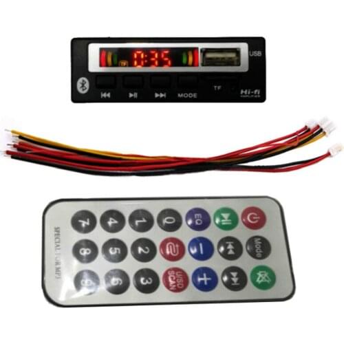 Bluetooth-compatible 5.0 12V MP3 WMA WAV decoder board Wireless stereo car audio module Color screen USB TF FM radio