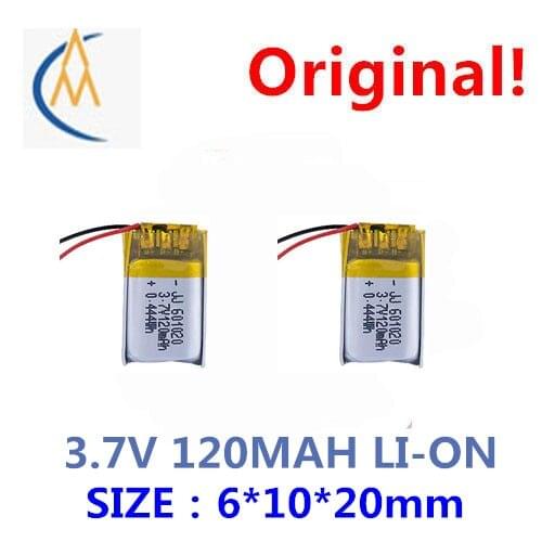 2PCS New sufficient capacity polymer li-ion battery 3.7 V 601020 120 mah MP3 radio/equipment/mini bluetooth speaker headset