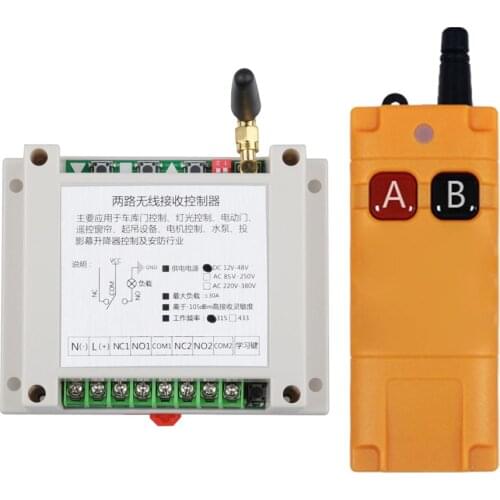 12V 24V 48V 30A Relay 2CH Wireless Remote Control Switch 433Mhz Wireless Receiver Transmitter For LED Motor Waterpump Industrial