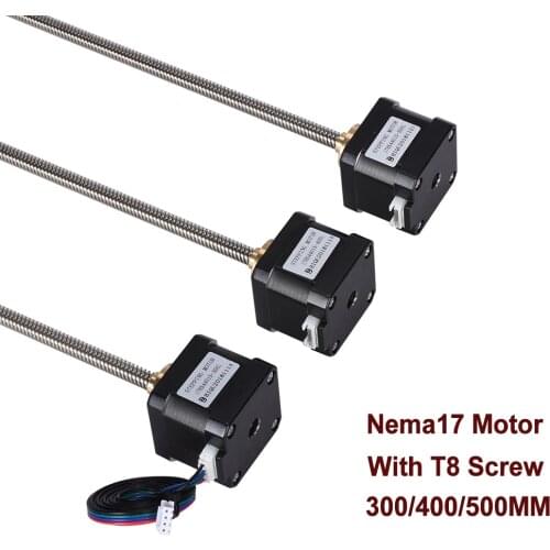 Nema17 Stepper Motor Screw 17HS4401S-T8x8-300/400/500mm lead screw With Copper nut lead 8mm for 3d printer parts