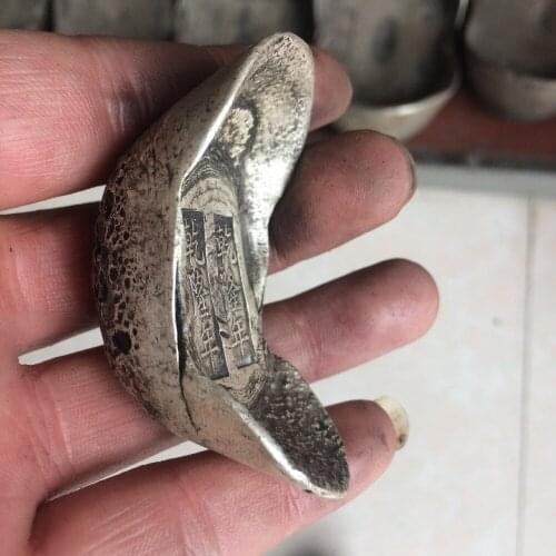 1 Uds. Envía aleatoriamente Lingotes de plata chino yuanbao, varios períodos palabra lingote de plata Metal artesanía regalo dec