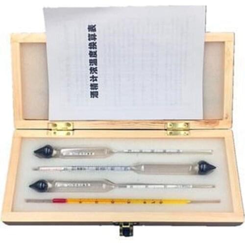 Alcoholmeter Concentration Instrument Meter Vodka Whiskey Alcohol Wine Hydrometer Meter In Wooden Box (0-40%, 30-70%, 70-100%)