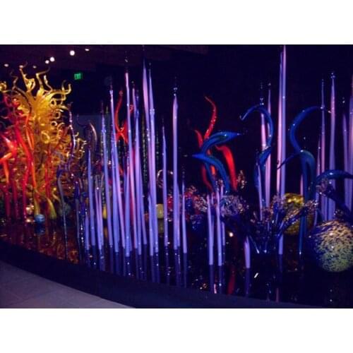 Murano Glass Standing Sculpture for Garden Hotel Art Glass Floor Lamp Purple Blue Hand Blown Glass Decoration Spears