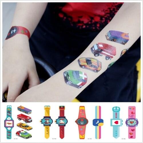 Rocooart Cartoon Car Tattoo For Kid Cute Fake Watch Tatuajes Stickers Tatouage Temporaire Body Art Waterproof Temporary Tattoo