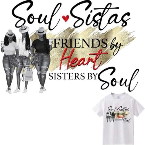 Soul Sisters Iron-on Transfer For Clothing DIY A-Level Washable T-Shirts Thermal Adhesive Patches Fashion Girl Clothes Stickers