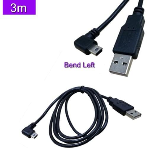 USB2.0 hard disk digital camera mobile phone data cable T-shaped port AM-Mini 5P bend left 90° 3m