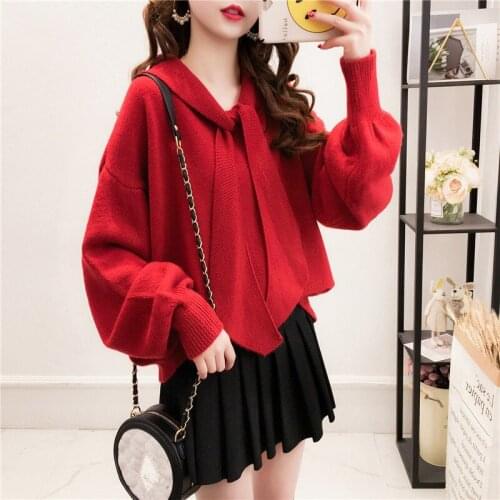 Korean Fashion 3 Color Knitted Sweater Women Student Tops Loose Casual Jumpers Ladies Solid Long sleeve Knitwear Pullover Female