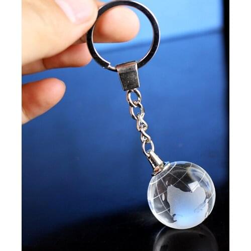 12 pcs per lot Cute 30mm Crystal Glass Earth Globe Key Ring Kids Birthday School Open Party Souvenir Gifts Favor