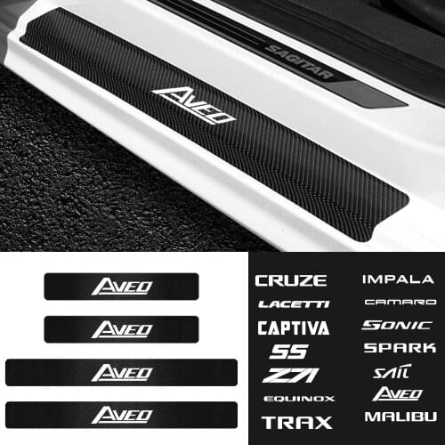 4Pcs Car Door Sill Rifter 3D Carbon Fiber Threshold Sticker for Chevrolet Captiva Cruze Spark Malibu Trax Door Pedal Accessories