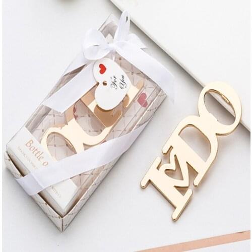 50pcs/lot Creative I Do Design gold beer bottle opener For wedding Favors Party Anniversary Birthday gifts
