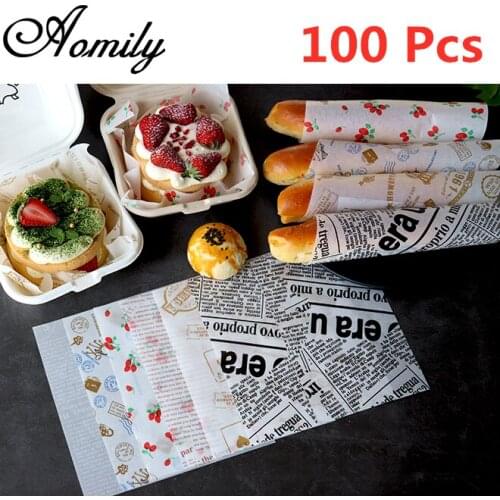 Amoliy 100Pcs Oil-Proof Wax Paper Cake Wrapper Paper Bread Sandwich Burger Fries Food Wrapping Baking Tools Cookie Wrapper Paper