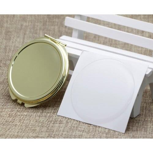 Blank Compact Mirror DIY Wholesale Mirrors With Match Resin Domed Sticker Gold Color #18032-2