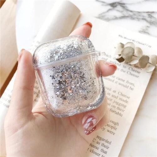 Glitter sequin liquid quicksand Wireless Earphone Charging hard Cover for Apple AirPods 1 2 Pro Bluetooth Headset case