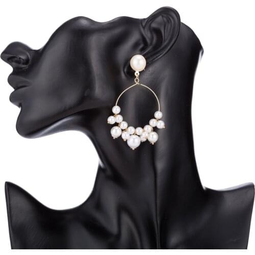 Big Gold Long Tassel Hoop Earrings Fashion Circle Pearl Huggies Earring for Women Street Brand Jewelry Gifts Luxury Brincos