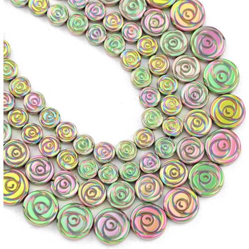 Rose Flower Shape New Green Hematite Spacers Beads 6/8/10MM Natural Stone Loose Beads For Jewelry Making Diy Bracelets Necklace