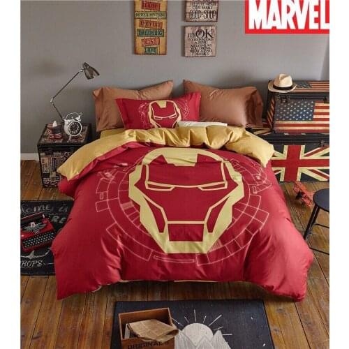 Disney Marvel Avengers Iron Man Children Boy bedding set 100% Cotton Cartoon Duvet Cover Sheet Single Queen King Child Bedding