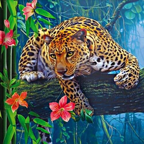 Evershine 5D DIY Diamond Embroidery Leopard Cross Stitch Full Square Round Diamond Painting Animal Mosaic Art Wall Decoration