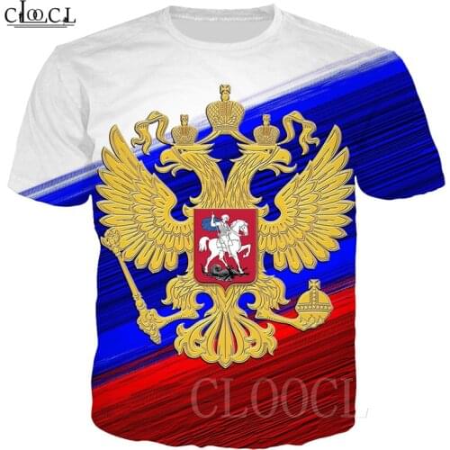 Personality Unisex Short Sleeve Tshirt Russian National Emblem Plus Size T Shirt Eagle Badge 3D Print Sweatshirt Pullovers Shirt