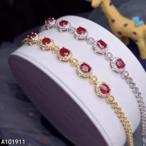 KJJEAXCMY fine jewelry natural Ruby 925 sterling silver new women hand bracelet support test luxury