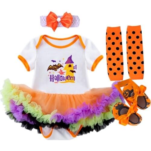 4Pcs Baby Girl Clothes Set Newborn Kids Clothing Halloween Costume Toddler Girls Dress Bebe Girl Outfits Infant New Born Clothes