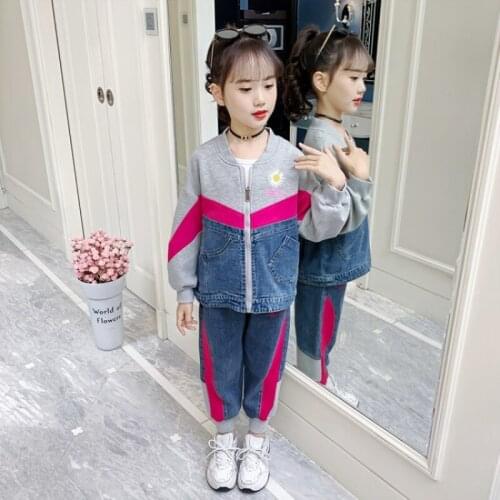 Girls Suit Coat +Pants 2Pcs/Sets 2021 Cardigan Spring Autumn Teenagers Outwear Kids Cotton Tracksuit Sport Suits Children Clothi