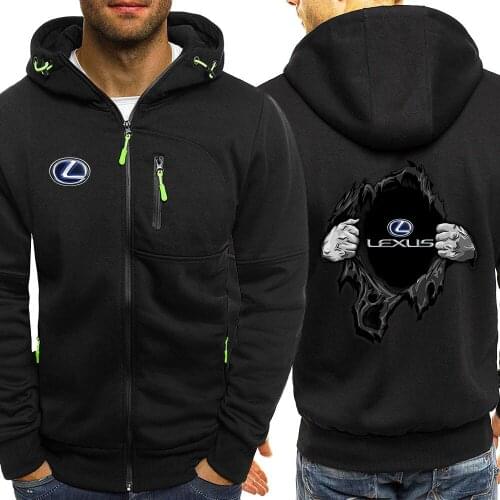 Lexus Logo Print Custom Punk Casual Harajuku Gradient Color Hoodies Man Jacket Zipper Punk Mens Leisure Sweatshirts