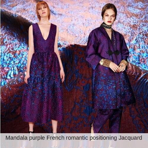 Mandala Purple Three-Dimensional Jacquard Positioning Fabric Dress Fashionable Brocade Gold Silk Fabric