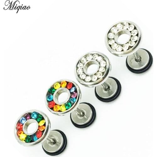 Miqiao 2pcs Stainless Steel Hypoallergenic Piercing Earrings Unisex Hot Selling Round Cake Earrings Fashion Jewelry Piercing