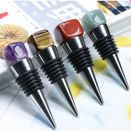 Fashion Natural amethy Quartz stones Wine Champagne Sealed Bottle Stopper Vacuum Retain Freshness wine plug Bar Tools 2pc