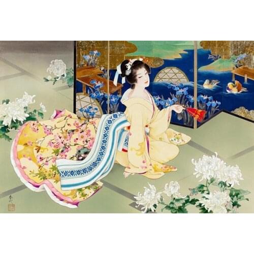 64-44-Needlework Craft Home decor French DMC Quality Counted Cross Stitch Kit Set DIY Oil painting 14 ct Shiragiku