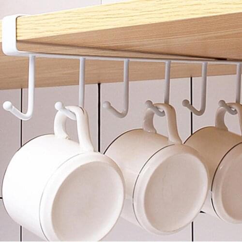 Reliable Cabinet Hanger Anti-rust Eco-friendly Widely Use Punch Free U-shape Storage Hook Storage Rack for Home