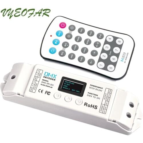 New Led DMX-SPI Decoder RF Wireless Remote;16 Modes Display;Support WS2801/WS2811/WS2812/WS2812B/TM1804/TM1809/INK1003/1903 IC