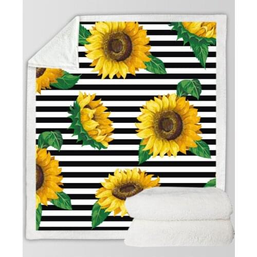 Flower Sunflower Funny Character Blanket 3D Print Sherpa Blanket on Bed Home Textiles Dreamlike Style 14