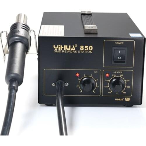 YIHUA 850 3 Nozzles Hot Air Soldering Station SMD Rework Station Lead Free With Heat Gun