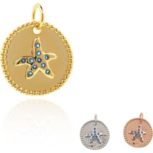 Starfish Pendant Gold-Plated Zircon Ocean Charm DIY Jewelry Bracelet Earring Accessories